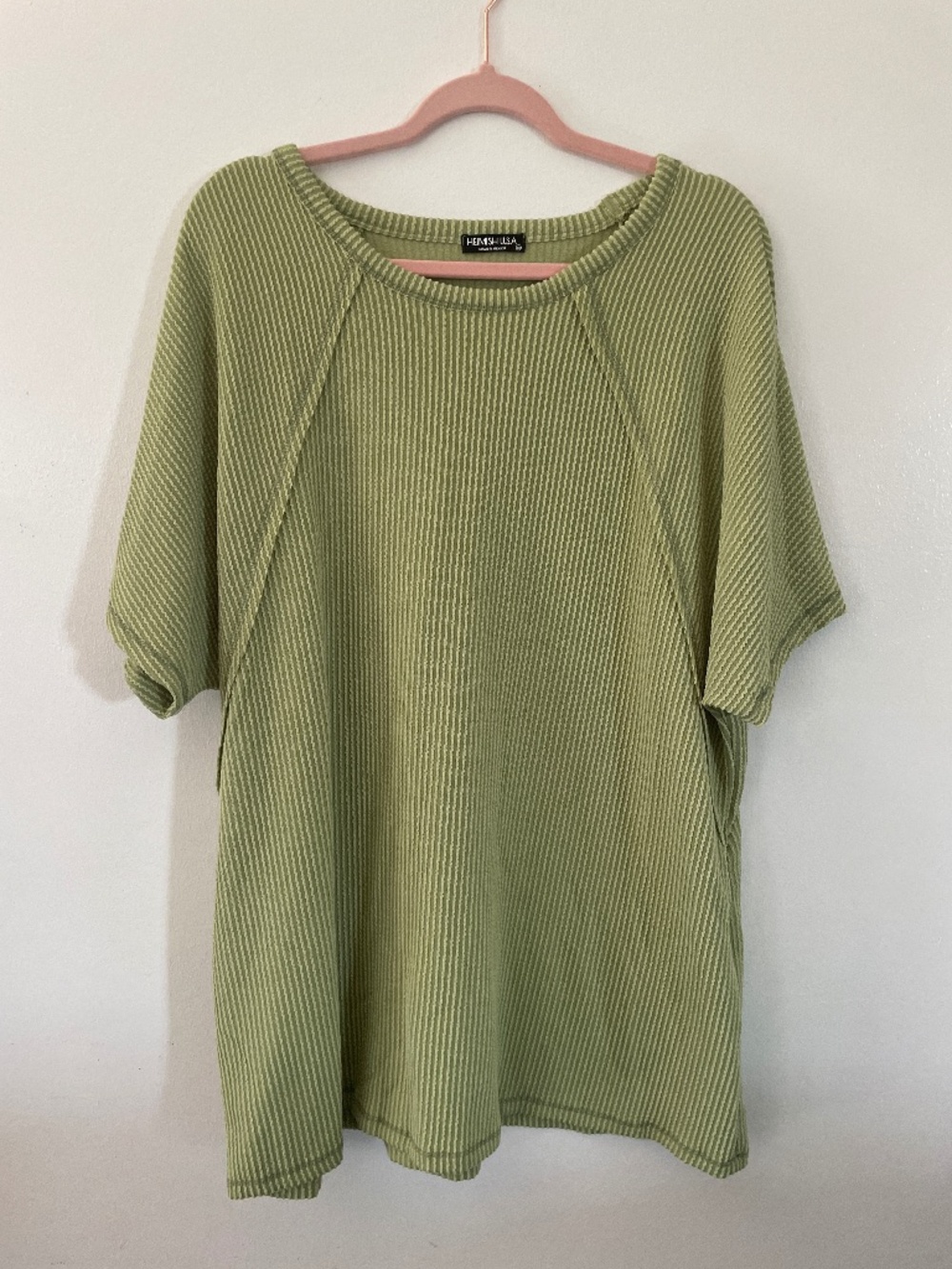 Heimish green ribbed top